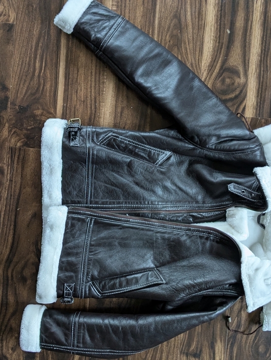 Jackets & Blazers - Brown Shearling-Lined Leather Bomber Jacket